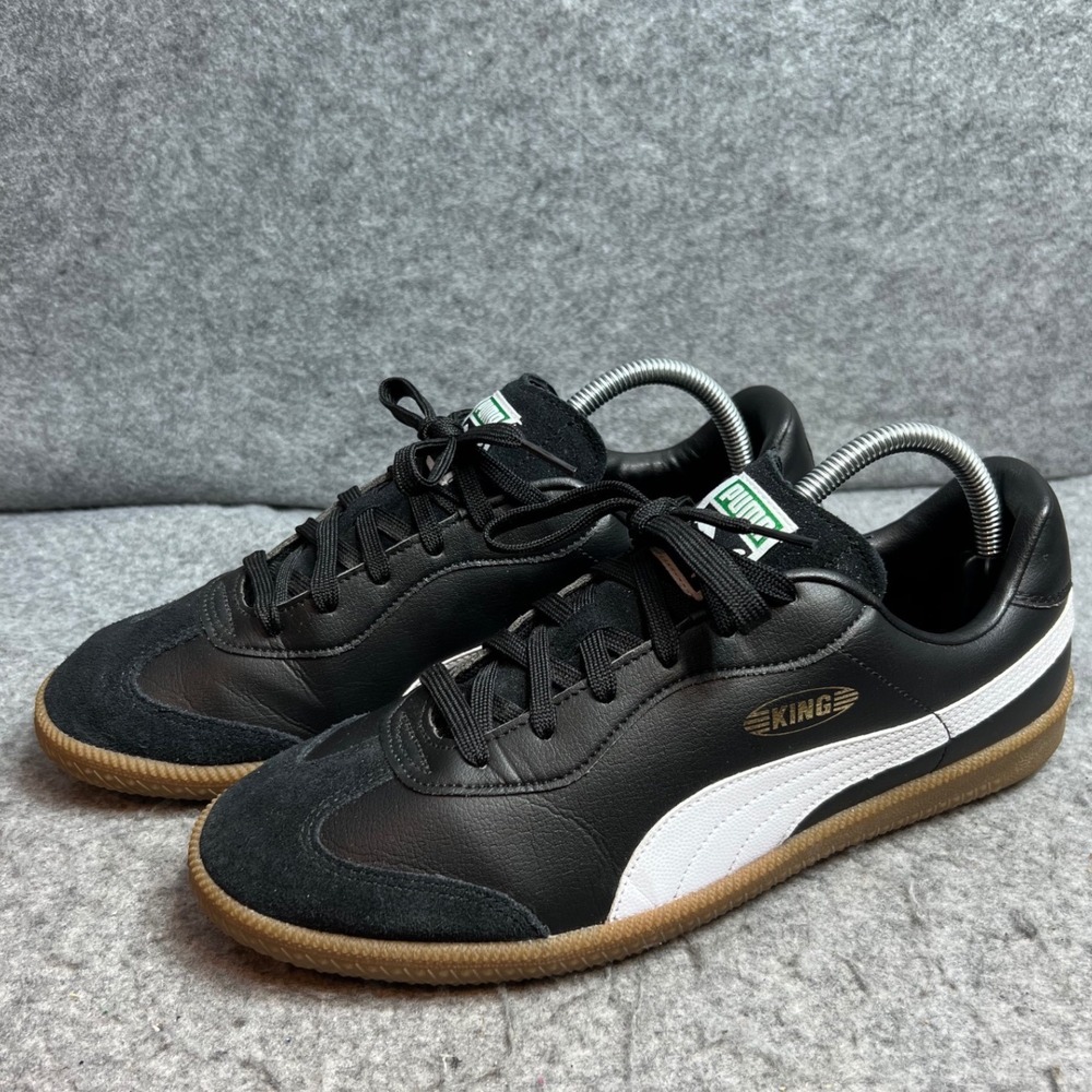 Puma King 21 IT Mens Black White Sneakers Shoe Gum Sole 106696-01 Size 10